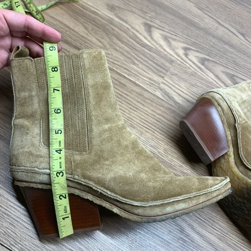 Tory Burch Lila Heeled Ankle Boot Nat Suede Color Brown Womens‎ Size 8.5 M